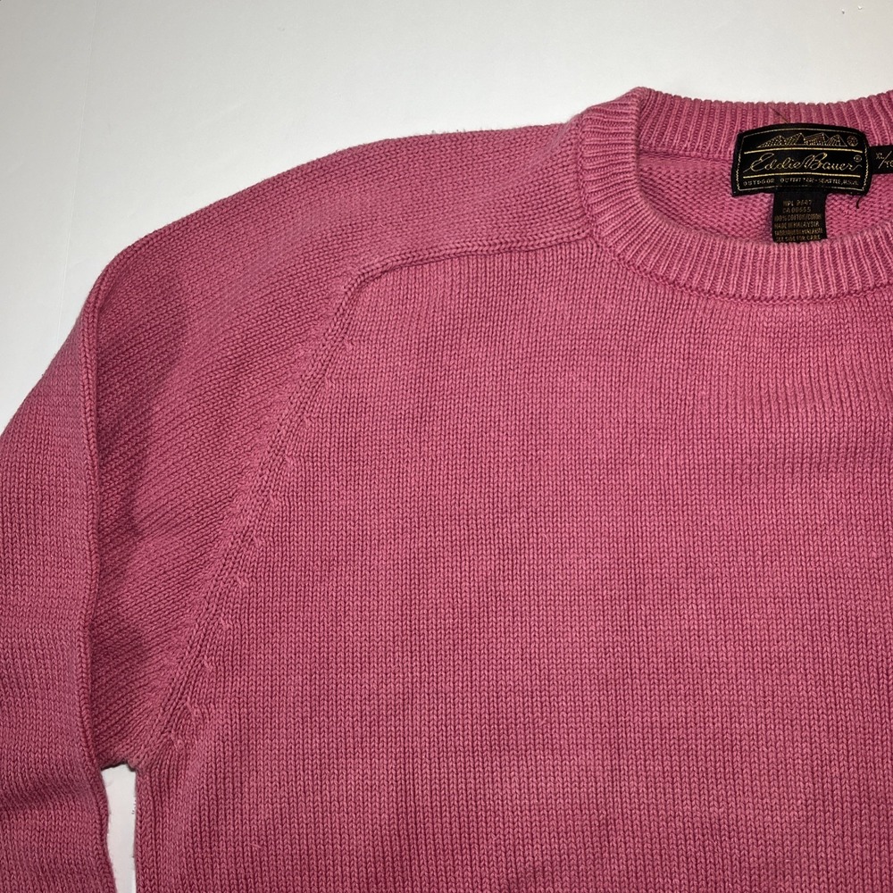 Eddie Bauer Men's XL VTG Tag Chunky Knit Crewneck Sweatshirt Mauve - Picture 6 of 11